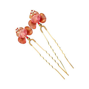 小u钗古风发簪流苏珍珠花朵复古发饰超仙汉服头饰高级感盘发神器