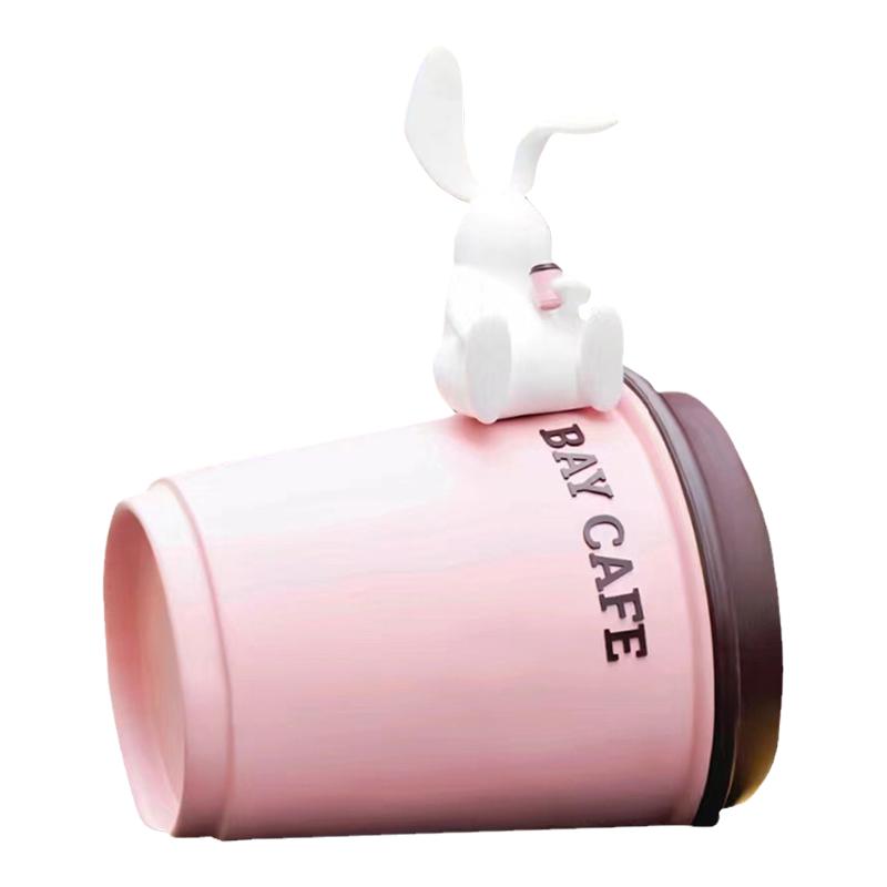 网红创意咖啡杯奶茶杯花海模型店铺门口拍照打卡装饰品定制雕塑