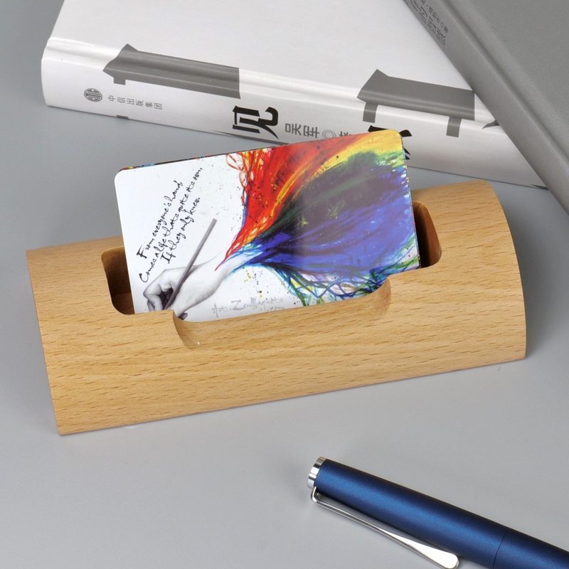 实木名片展示架木质名片盒办公桌可刻字收纳盒木制名片个性化