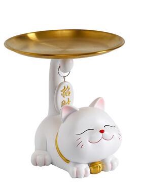 花草堂招财猫放糖果盘子前台接待