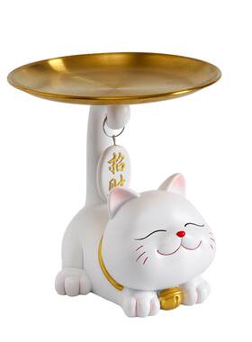 花草堂招财猫放糖果盘子前台接待