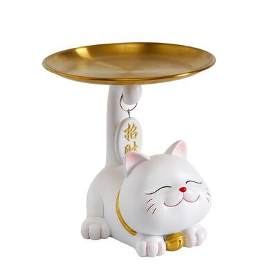 花草堂招财猫放糖果盘子前台接待