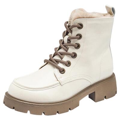 达芙妮加绒厚底马丁靴女2025秋冬新款保暖雪地靴东北棉靴真皮短靴