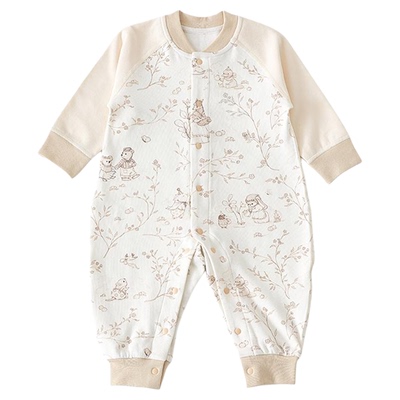 A类纯棉秋冬新生儿长袖连体衣