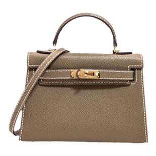 高级感真皮大象灰二代mini凯莉包手提包女2025新款迷你单肩斜挎包