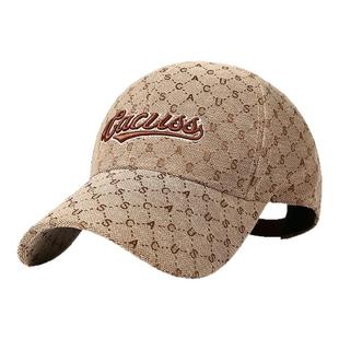 CACUSS帽子2025新款女棒球帽硬顶高级满印春夏刺绣鸭舌帽男时尚