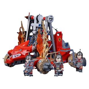 迪库儿童积木玩具小孩拼装三国小侠人偶塑料玩具儿童益智古代战车