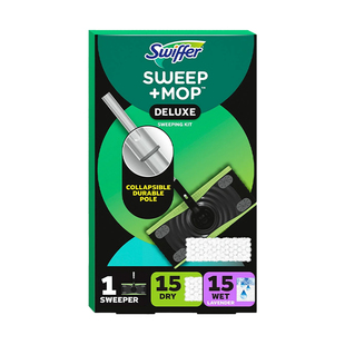 美国直邮 SWIFFER2合1清洁拖把套装干巾湿巾除尘污渍头发可折叠杆
