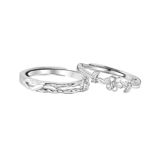 原创栀子花情侣款纯银戒指男女一对刻字定制2024新款轻奢小众对戒