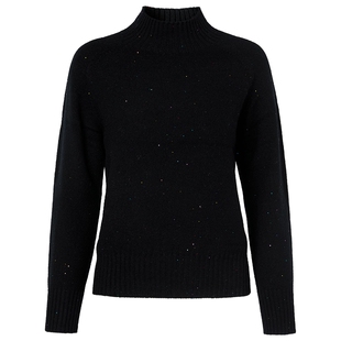 马天奴2025冬季新款黑色半高领绵羊毛衫长袖针织衫打底毛衣百搭女