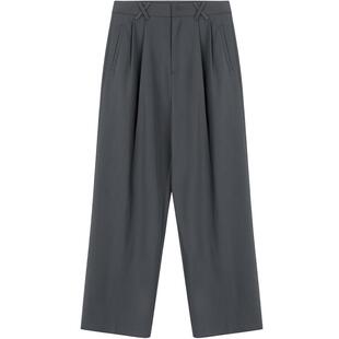 LAGOGO灰色高腰百搭垂感西装裤女拉谷谷2025夏季新款休闲通勤裤子