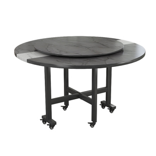 餐桌家用小户型家庭折叠圆桌仿岩板可伸缩饭桌客厅餐桌椅2026新款