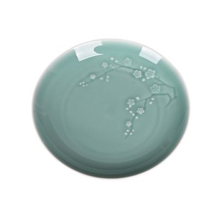 创意青瓷餐具梅花菜盘中式简约陶瓷圆形盘子家用祥云葡萄盘二等