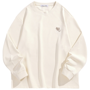 太平鸟男装立体肌理感长袖T恤圆领刺绣打底衫舒适体恤