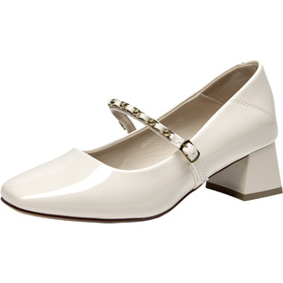 大东法式绝美玛丽珍鞋女2026新款春季配裙子粗高跟小皮鞋方头单鞋