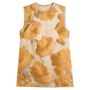 曼加塔【古法金花】琥珀流光早秋新中式风马甲50803