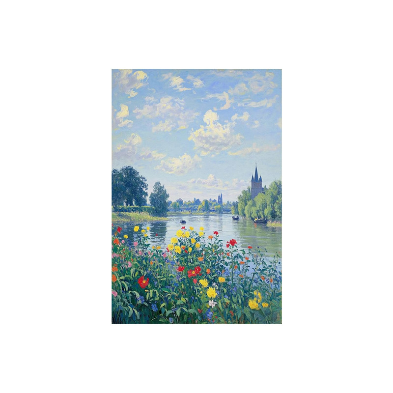 白鹿艺术手绘油画花卉风景装饰画