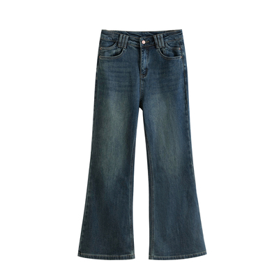 大码显瘦秋冬加绒加厚微喇牛仔裤