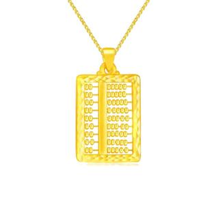 3D硬金黄金吊坠999足金如意金算盘项链算珠可转动纯金男女款坠子