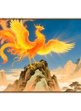 火凤凰涅槃办公室壁画客厅沙发背景墙挂画火土风水画装饰画可定制