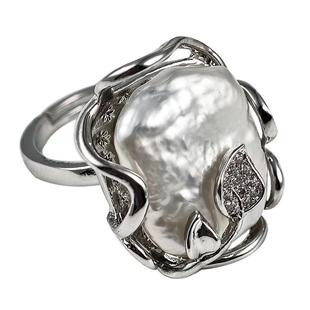 天然巴洛克珍珠戒指夸张造型活口可调节小众设计款大方戒