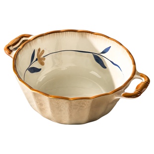 日式双耳汤碗家用2026新款釉下彩陶瓷大碗汤面碗汤盆大号吃泡面碗