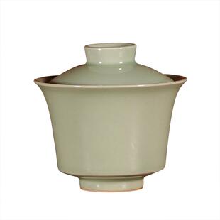 越窑青瓷恢复唐宋秘色瓷省高级工艺美术师盖碗原矿复古半手工精修