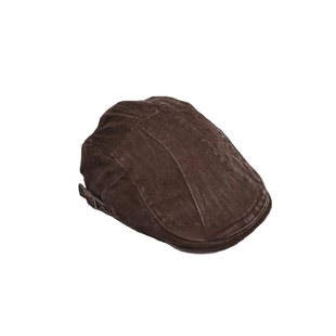 定制~美式复古咖啡色牛仔前进帽子女水洗做旧辣妹鸭舌报童画家帽