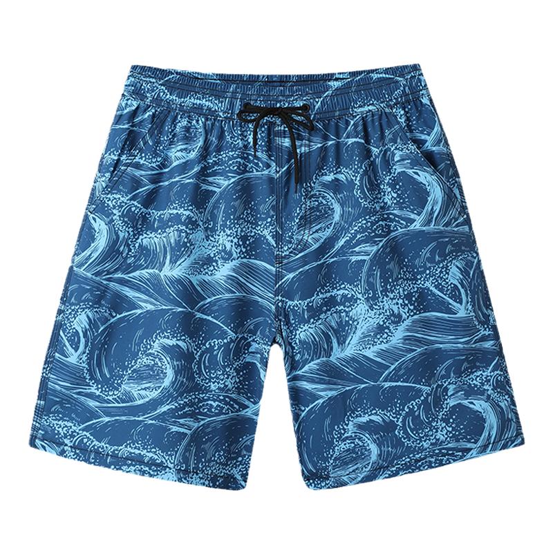 沙滩裤男宽松速干五分大码花短裤弹力面料夏季游泳裤温泉海边度假