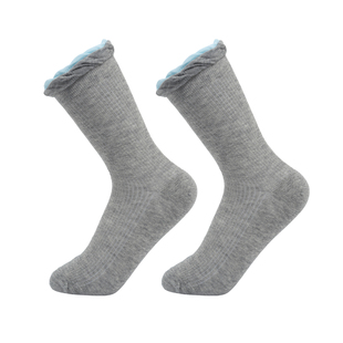 儿童中筒袜撞色卷边堆堆袜女童芭蕾风夏季透气网孔防蚊袜罗口袜子