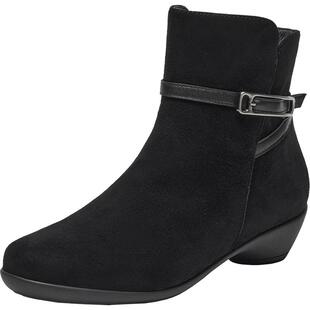 Bata时装靴女秋商场新款粗跟百搭羊皮通勤软底短筒靴AIK45CD4