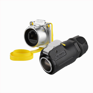 凌科LP-24航空插头直通式双网口网络线工业防水连接器RJ45转接头