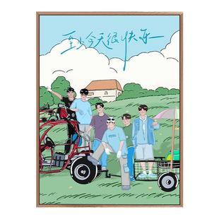 再就业男团0713数字油画diy手工填充涂色丙烯油彩画减压手绘填色