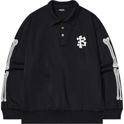 BEASTER刺绣图案长袖polo衫
