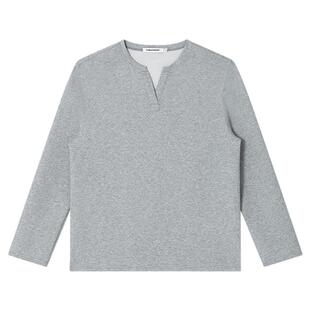 CLIMAX VISION轻盈舒适空气层/小V领ROW风骨感廓形长袖T恤打底衫