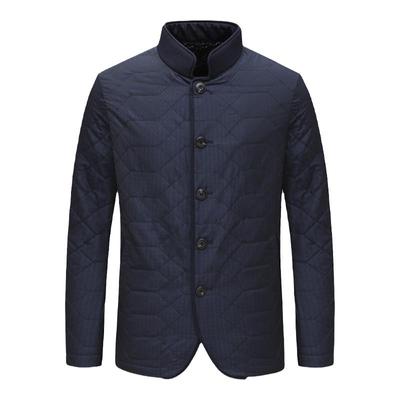 休闲百搭藏青色棉衣立领薄款