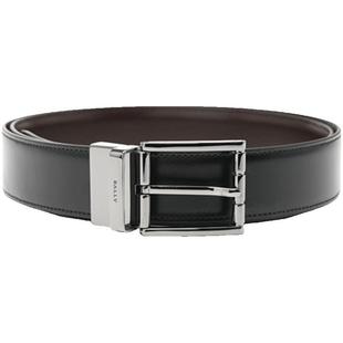 【自营】BALLY/巴利男士简约休闲针扣光面牛皮革腰带皮带送男士