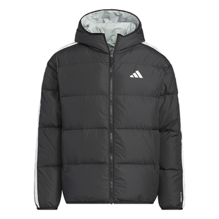 三条纹羽绒服 防风保暖鸭绒双面穿连帽舒适休闲男adidas阿迪达斯