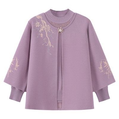 妍影妈妈装紫色中老年女外套时尚