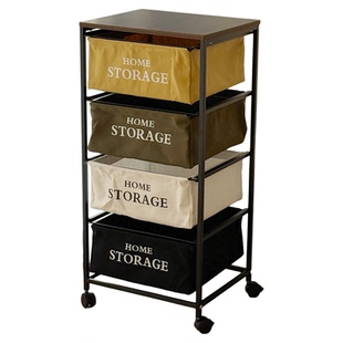 抽屉式收纳柜家用客厅零食小推车桌下多层落地移动工业风储置物架