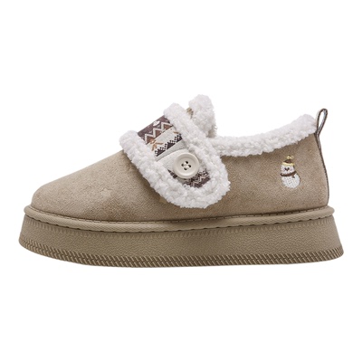 鲁鲁蛋 冬季加绒雪地鞋女款2025新款保暖棉鞋厚底板鞋毛毛鞋棉靴