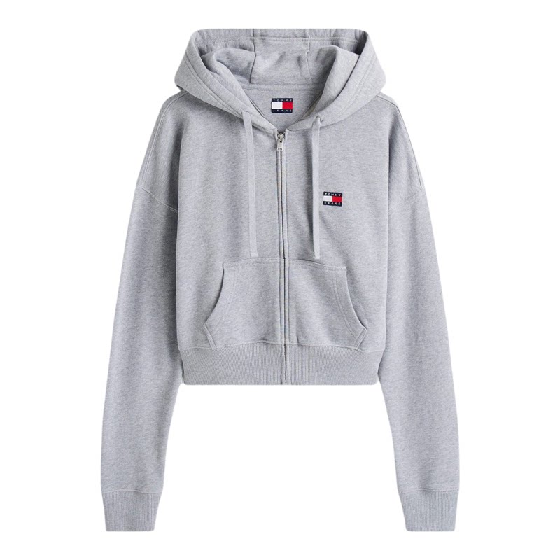 TOMMY女款连帽拉链抽绳短款卫衣