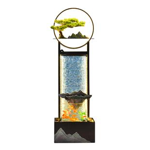 流水摆件循环水客厅加湿器电视柜沙发旁装饰水幕墙小鱼缸乔迁礼品