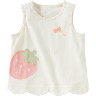 戴维贝拉针织5A抗菌防螨背心2026夏装新款女童纯棉薄款无袖T恤