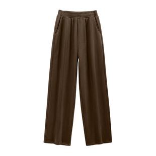 班尼路美拉德咖色灯芯绒直筒裤女秋冬新款加绒保暖休闲阔腿裤子Q