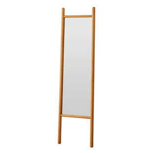 北欧日式简约实木框落地防爆穿衣镜靠墙全身镜可移动壁挂试衣镜子