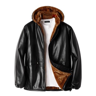 皮衣皮裤套装男骑手加绒加厚防风保暖劳保工作服外卖抗寒皮棉衣