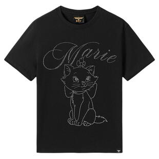 【迪士尼玛丽猫合作】BOYLONDON26春夏黑色烫钻男女短袖T恤N01138