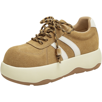 天美意复古厚底增高面包运动板鞋女大头休闲鞋2025秋新款KB098DM5