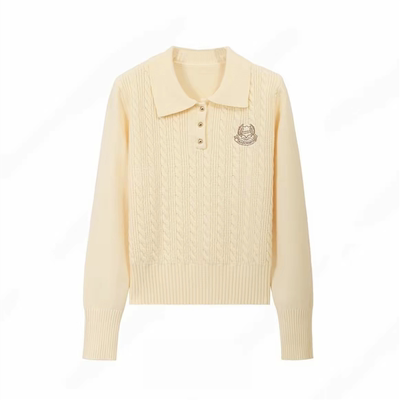 学院风polo翻领刺绣针织衫女